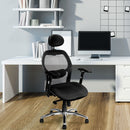 Nautilus Designs Hermes high back mesh executive chair with adjustable lumbar support, shown in a professional office setting.