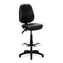 Java 200 Medium Back vinyl draughtsman chair by Nautilus Designs with twin lever adjustment and black fabric upholstery.