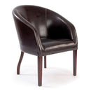 Metro Modern Curved Armchair Leather Effect Finish – Brown - NWOF