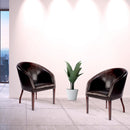 Metro Modern Curved Armchair Leather Effect Finish – Brown - NWOF