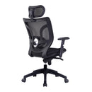 Side view of Nautilus Designs Newton high back mesh executive chair with integral headrest in black, showcasing ergonomic design.