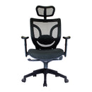 Black Nautilus Designs Newton high-back mesh executive chair with integral headrest, featuring ergonomic design and adjustable features.