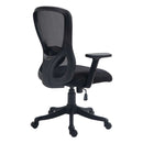 Nautilus Designs Nimbus high back mesh office chair with adjustable arms, lumbar support, and nylon base, shown from the back.