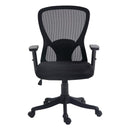 Nautilus Designs Nimbus high back mesh office chair with adjustable arms, lumbar support, and nylon base, front view.