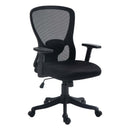 Nautilus Designs Nimbus high back mesh chair with adjustable arms, lumbar support, and nylon base, showing the ergonomic design.