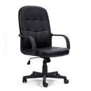 Black Orion high back bonded leather managers chair by Nautilus Designs with adjustable armrests and ergonomic design.