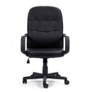 Black Orion high back bonded leather managers chair by Nautilus Designs, front view showing ergonomic design and cushioned seat