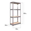 Nautilus Designs RB Boss 4-tier shelving unit with galvanised steel frame and MDF shelves, 1600x750x350mm, 175kg UDL capacity