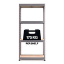 Nautilus Designs RB Boss 4-tier shelving unit with galvanised steel frame and MDF shelves, 1600x750x350mm, 175kg capacity