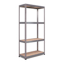 Nautilus Designs RB Boss 4-tier shelving unit with galvanised steel frame and MDF shelves, 1800x900x400mm, 300kg UDL capacity.