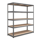 Nautilus Designs RB Boss 5-tier shelving unit with galvanized steel frame and MDF shelves, 1800x1600x600mm, 250kg UDL.