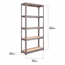 Nautilus Designs RB Boss 5-tier shelving unit with galvanized steel frame and MDF shelves, 1800x900x300mm, 250kg UDL capacity.