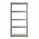 Nautilus Designs RB Boss 5-tier shelving unit with galvanised steel frame and MDF shelves, 1800x900x300mm, 250kg UDL capacity.
