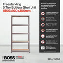 Nautilus Designs RB Boss 5-tier shelving unit with galvanised steel frame and MDF shelves, 1800x900x300mm, 250kg UDL capacity