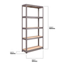 Nautilus Designs RB Boss 5-tier shelving unit with galvanised steel frame and MDF shelves, 1800x900x400mm, 250kg UDL capacity.