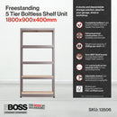 Nautilus Designs RB Boss 5-tier shelving unit with galvanised steel frame and MDF shelves, 1800x900x400mm, 250kg UDL capacity