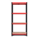 RB Boss FastLok 4 x Tier Shelving Unit With Red & Black Powdercoated Steel Frame & MDF Shelves - 1800x900x400mm 300kg UDL - NWOF