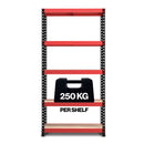Nautilus Designs RB Boss FastLok 5-tier shelving unit with red and black steel frame and MDF shelves, 1800x900x300mm, 250kg capacity