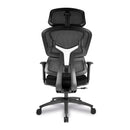 Black Trinity ergonomic high back mesh chair by Nautilus Designs, showcasing its supportive backrest and adjustable features.