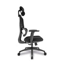Side view of Nautilus Designs Trinity ergonomic high back mesh chair in black, showcasing its supportive design and adjustable features.
