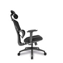 Nautilus Designs Trinity ergonomic high back mesh chair in black, featuring adjustable side flex and supportive design.