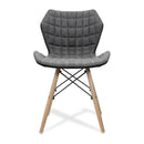 Lightweight fabric chair by Nautilus Designs with solid beech legs and contemporary panel stitching, shown from the front.