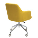Nautilus Designs Girona fabric armchair with medium back, featuring castors and glides, shown from the back side.