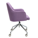 Side view of Nautilus Designs Girona fabric medium back armchair with castors and glides for stylish comfort.