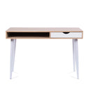 Tromso Compact Workstation With White Legs, Stylish Complementing Drawer & Open Storage Compartment - NWOF