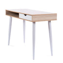 Tromso Compact Workstation With White Legs, Stylish Complementing Drawer & Open Storage Compartment - NWOF