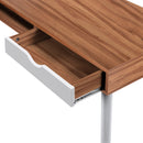 Tromso Compact Workstation With White Legs, Stylish Complementing Drawer & Open Storage Compartment - NWOF