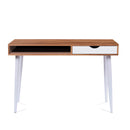 Tromso Compact Workstation With White Legs, Stylish Complementing Drawer & Open Storage Compartment - NWOF