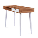 Tromso Compact Workstation With White Legs, Stylish Complementing Drawer & Open Storage Compartment - NWOF