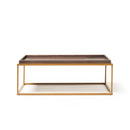 Dams Parma rectangular coffee table with Venus top and matte gold steel frame, modern living room furniture.