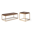 Dams Parma rectangular coffee table with matte gold steel frame and white Venus top, modern living room furniture.