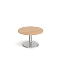 Pisa Circular Coffee Table With Round Chrome Base - Beech - NWOF