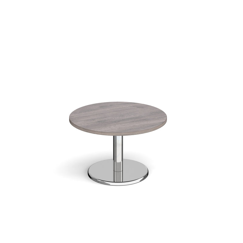 Pisa Circular Coffee Table With Round Chrome Base - Grey Oak - NWOF