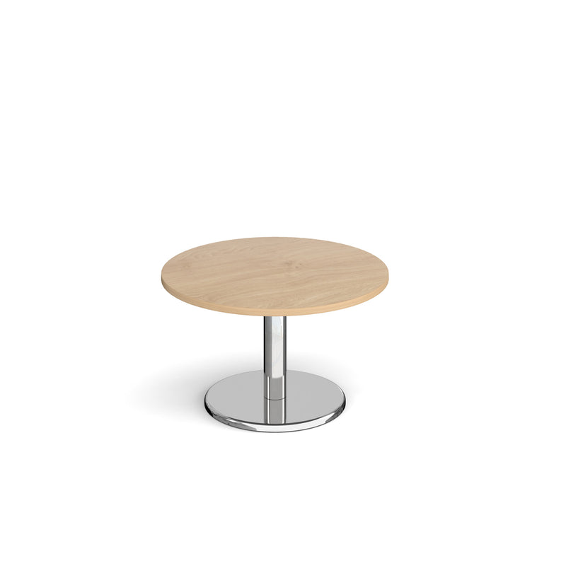 Pisa Circular Coffee Table With Round Chrome Base - Kendal Oak - NWOF