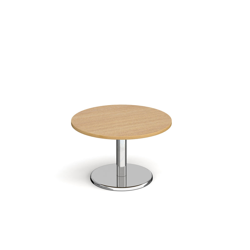 Pisa Circular Coffee Table With Round Chrome Base - Oak - NWOF