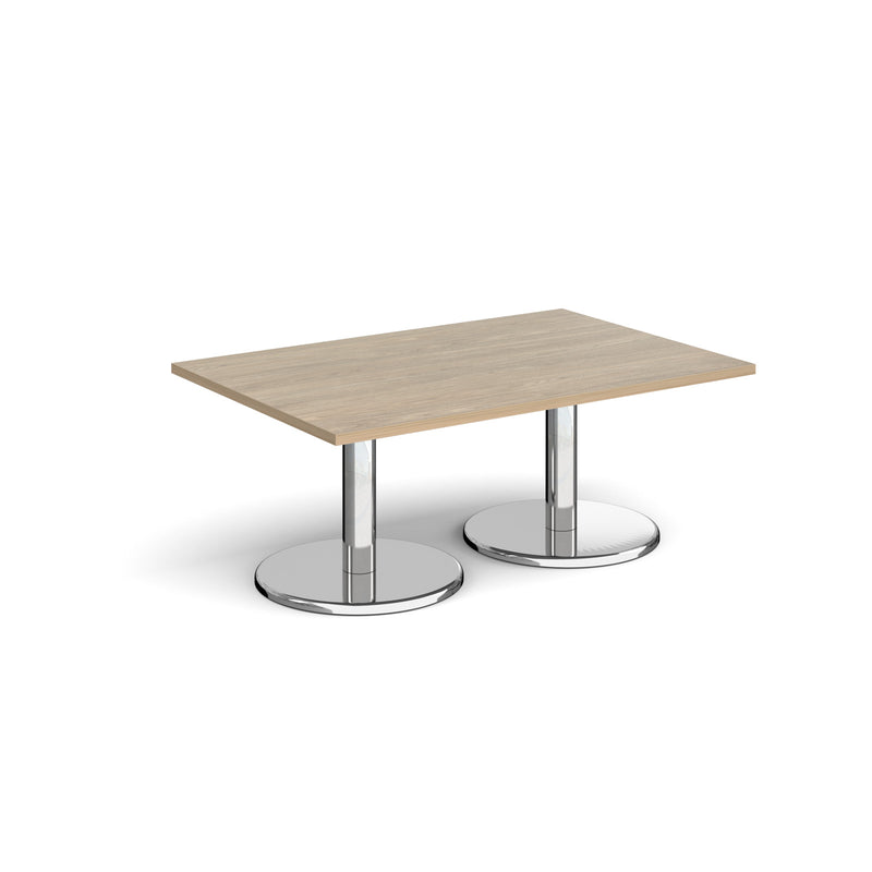 Pisa Rectangular Coffee Table With Round Chrome Base - Barcelona Walnut - NWOF
