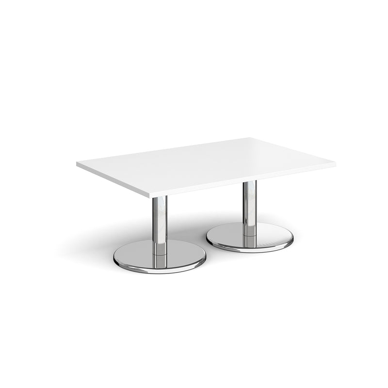 Pisa Rectangular Coffee Table With Round Chrome Base - White - NWOF