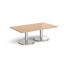 Pisa Rectangular Coffee Table With Round Chrome Base - Beech - NWOF