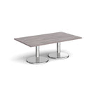Pisa Rectangular Coffee Table With Round Chrome Base - Grey Oak - NWOF