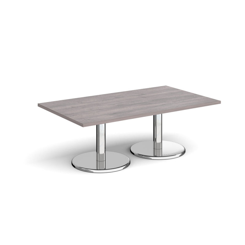 Pisa Rectangular Coffee Table With Round Chrome Base - Grey Oak - NWOF