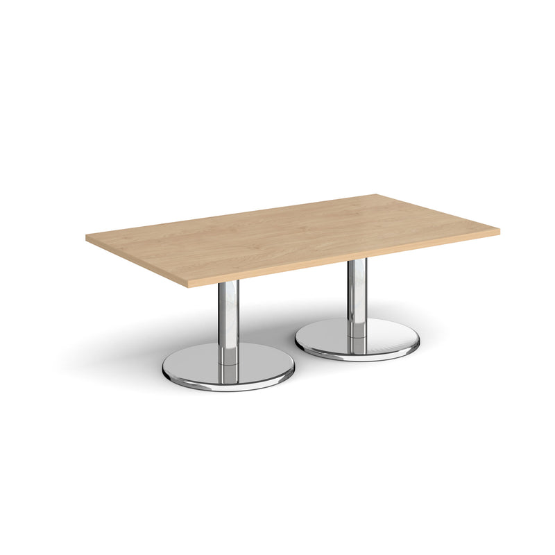 Pisa Rectangular Coffee Table With Round Chrome Base - Kendal Oak - NWOF