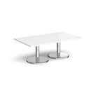 Pisa Rectangular Coffee Table With Round Chrome Base - White - NWOF