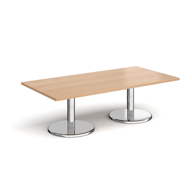 Pisa Rectangular Coffee Table With Round Chrome Base - Beech - NWOF