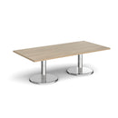 Pisa Rectangular Coffee Table With Round Chrome Base - Barcelona Walnut - NWOF