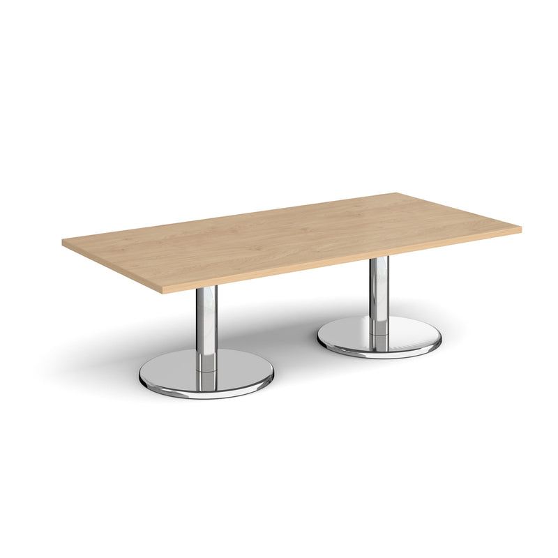 Pisa Rectangular Coffee Table With Round Chrome Base - Kendal Oak - NWOF