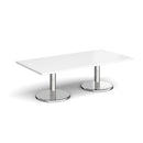 Pisa Rectangular Coffee Table With Round Chrome Base - White - NWOF